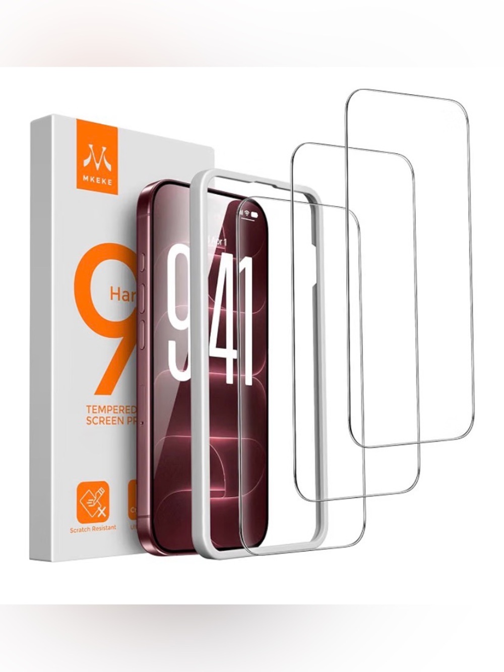 Mkeke 3 Pack Screen Protector for iPhone 18 Pro, 9H+ Tempered Glass